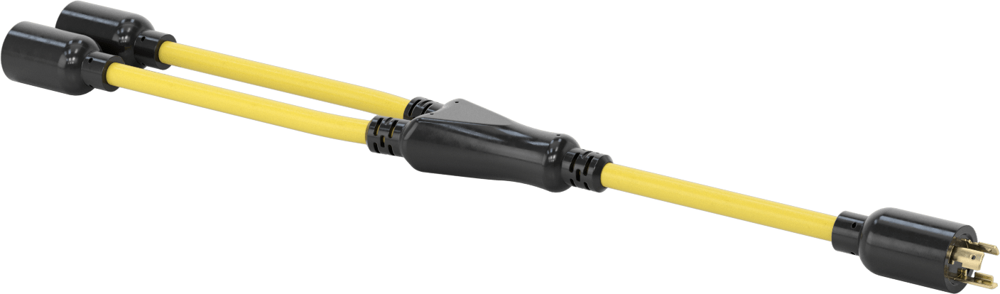 Elektrik Kablosu Adaptörü, 2 Çıkışlı, NEMA L5-20 Fiş x Priz, 1-1/2 Fit Uzunluk