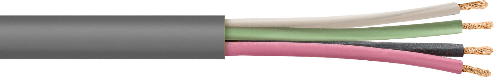 SJTOW Kablo, Gri Dış Yalıtım, 4 Tel, 16-AWG — Gri, 300V AC, 16/4