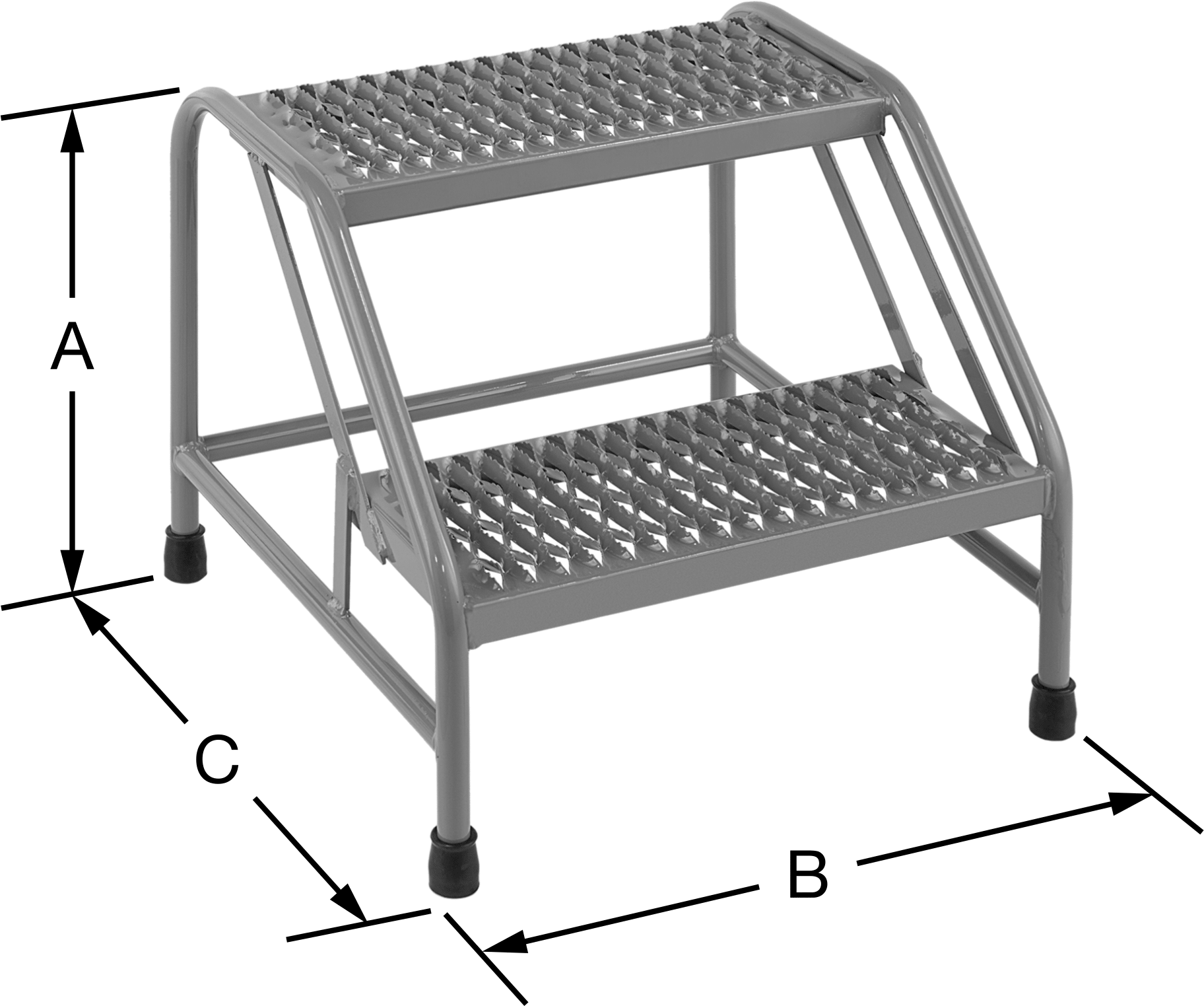 Toz Boyalı Basamaklı Tabure, 2 Tırtıklı Basamaklı Çelik, 20" Yükseklik x 27" Genişlik x 23" Derinlik Toplam — 2, 20", Çelik