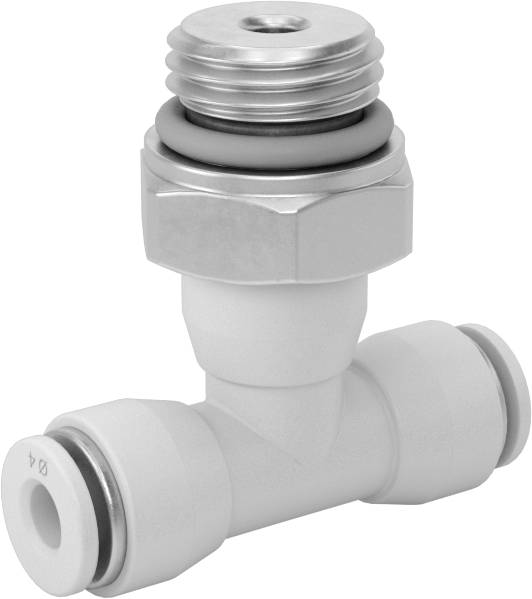 Yüksek Sıcaklık Bas-Bağlan Bağlantı Elemanı, Hat Üstü Döner T, 4 mm Boru Dış Çapı x 1/4 BSPP Erkek için