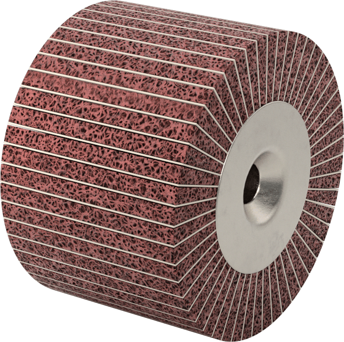 1:1 Kumaş - Naylon Hasır Lamelli Zımpara Çarkı, Yastıklı, Mil Montajı, Çok İnce Sınıf, 3" Çap, 2 inç Genişlik