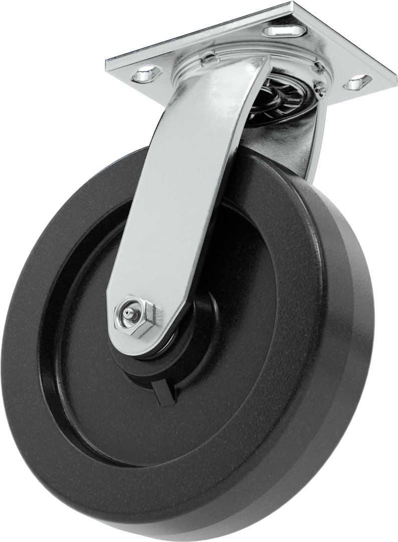 4-1/2" x 4" Plakalı Yüksek Kapasiteli Spartan Tekerlek, 8" Çapında Korumalı Rulmanlı Fenolik Tekerlekli Döner — 8", Levha, Döner