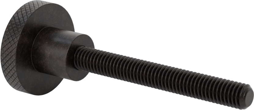 Siyah Oksit Çelik Tırtıllı Tutma Düğmesi, 3/8"-16 Dişli 3" Uzunlukta Saplama, 1-1/2" Çaplı Başlık