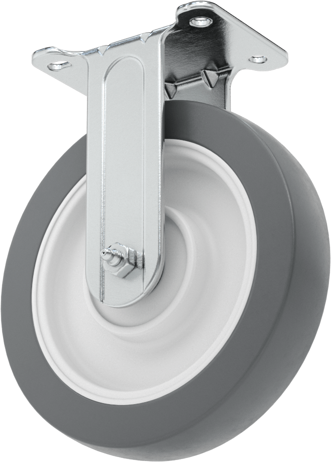 Cart-King Tekerlek, 6" Çaplı Bilyalı Rulmanlı Gri Poliüretan Tekerlekli Sabit — 6", Levha, Sert