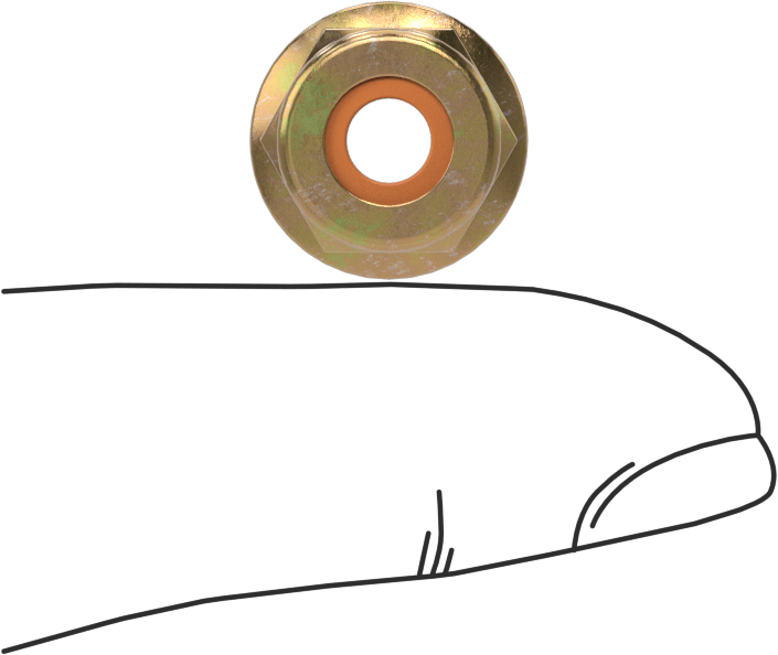 Yüksek Mukavemetli Çelik Naylon Ekli Flanşlı Somun, Sınıf G, Sarı Kromat Kaplı Çinko, 1/4"-20 Diş Boyutu