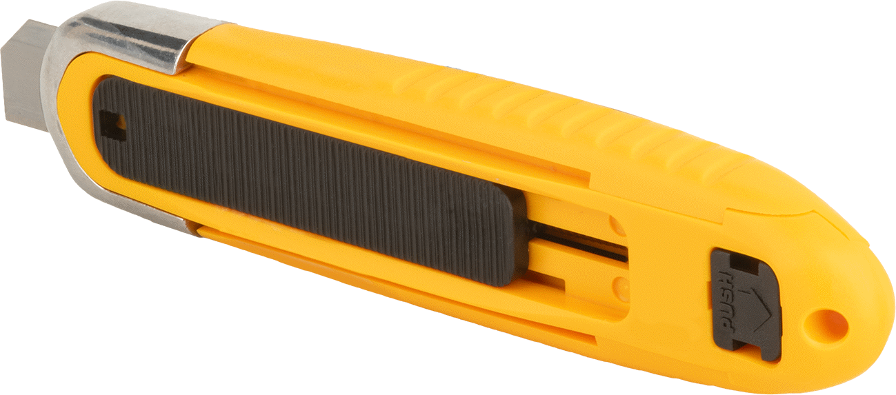 Otomatik Geri Çekilebilir Bıçaklı Maket Bıçağı, 2-1/8" Uzunluk x 11/16" Genişlik Bıçak