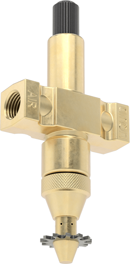 İçi Boş Konik Ultra İnce Hava Tahrikli Sisleme ve Sisleme Nozulları, İçi Boş Konik, 1/4 NPT Dişi, 20-200 Mikron Damlacık