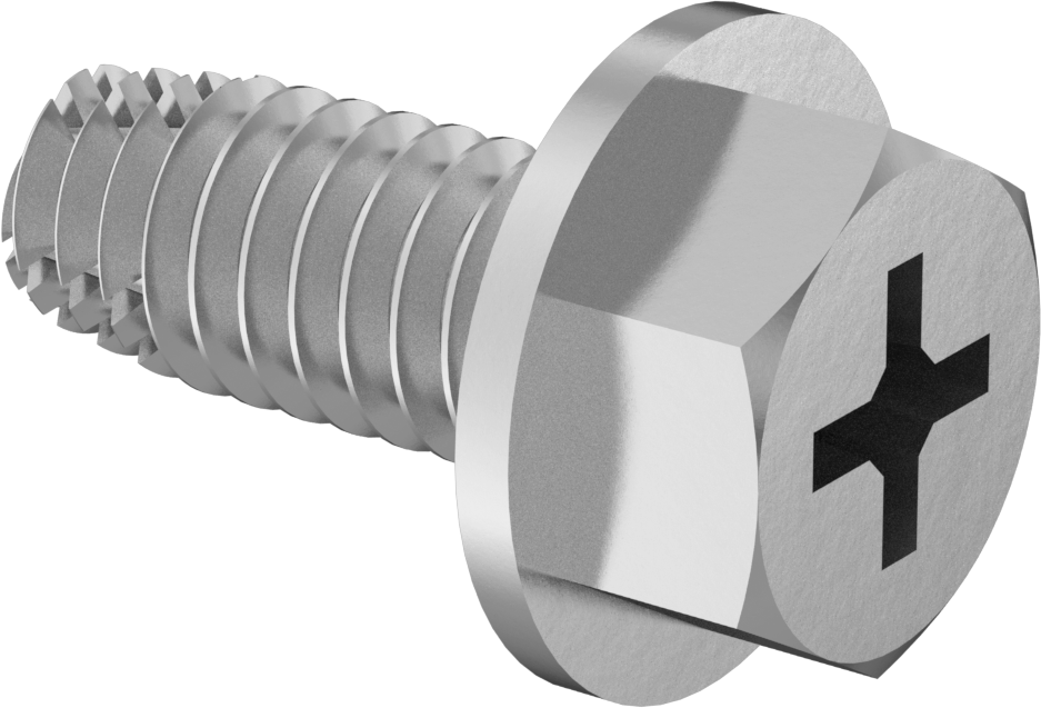 Çelik Flanşlı Altıköşe Başlı Diş Açma Vidası, Phillips, Çinko Kaplamalı, 8-32 Diş Boyutu, 3/8" Uzunluk