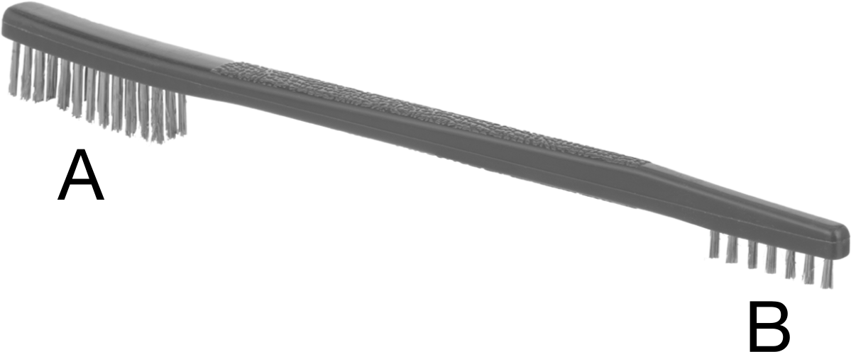 İki-bir-arada Aşındırıcı Fırça, 0.006" Çapında Bronz Kıllar ile — El, Plastik, 5⁄16"