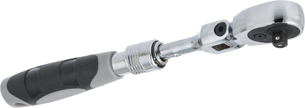 Hızlı Açma Esnek Başlıklı Cırcır Anahtarı, 1/4" Kare Tahrik, 6-3/4" ila -8-3/4" Ayarlanabilir Toplam Uzunluk