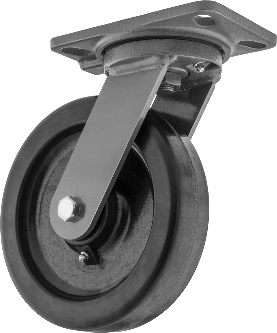 6-1/2" x 4-1/2" Plakalı Yüksek Kapasiteli Kingston Tekerlek, 8" Çapında Fenolik Tekerlekli Döner — 8", Levha, Döner