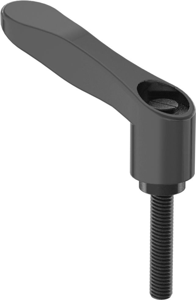 Rahat Tutuşlu Naylon Ayarlanabilir Tutamak, 3/8"-16 Dişli 1-15/16" Uzunlukta Saplamalı — 3⁄8"-16, Dişli Saplama, Plastic, Polypropylene