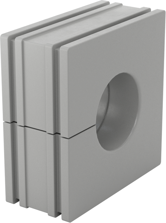 Sarmalı Kablo Tutucu, 0.75"-0.78" Dış Çaplı Bir Kablo için Büyük Kauçuk Ek Parça — Düz, NEMA 4X, IP65, Gri Kauçuk