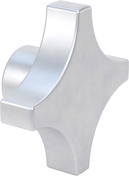 Alüminyum dört kollu topuz, 1/2" Çaplı 3/4" Derinlikli Delikli — 1/2", Dişsiz Delik, Dört Kol