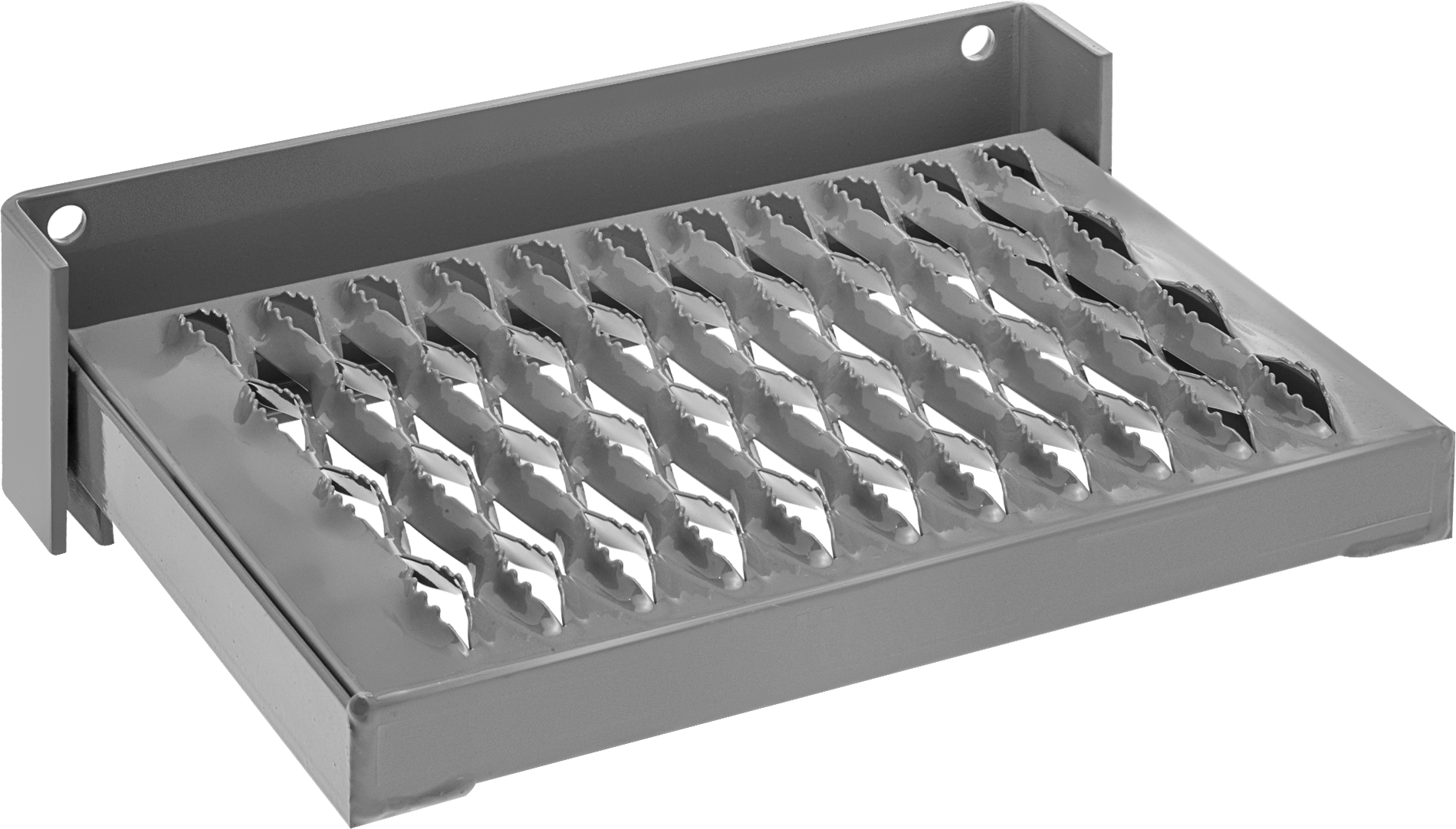 Katlanabilir Basamak, Gri Toz Boyalı Çelik, 4" Yükseklik x 15" Genişlik Toplam — Tırtıklı, Çelik, 15"