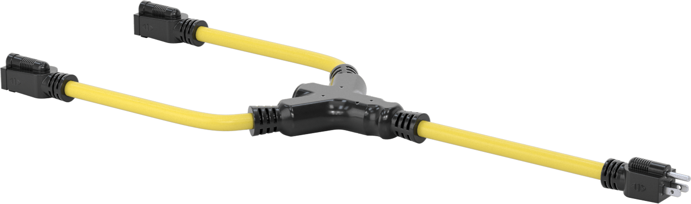 Elektrik Kablosu Adaptörü, 2 Çıkışlı, NEMA 5-15 Fiş x NEMA 5-15 Priz, 2 ft Uzunluk