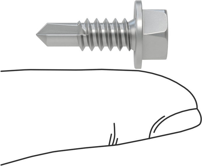 410 Molibden Paslanmaz Çelik Altıköşe Başlı Delme Vidaları, Flanşlı, 1/4" Vida Boyutu, 3/4" Uzunluk