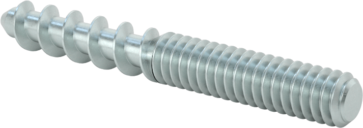 Çelik Ahşap Vida Dişli Saplama, Çinko Kaplamalı, 1/4" Vida x 1/4"-20 Saplama, 2" Uzunluk