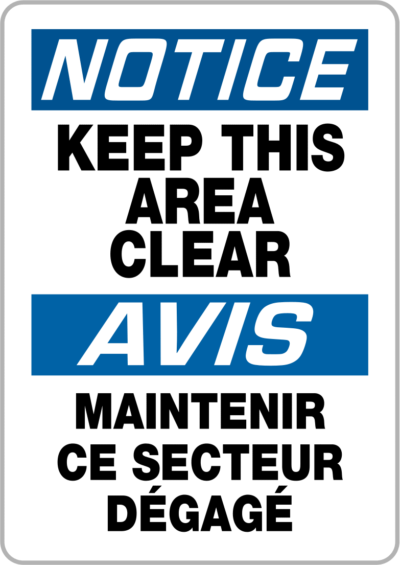 Yapışkan Arka Yüzeyli Polipropilen Plastik Tabela, İngilizce/Fransızca, (Uyarı-Bu Alanı Koruyun...), 20" x 14" — Bildirim—Bu Alanı Boş Tu…