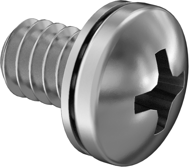 18-8 Paslanmaz Çelik Silindir Başlı Vida, İç Dişli Pullu, 1/4"-20 Diş Boyutu, 3/8" Uzunluk
