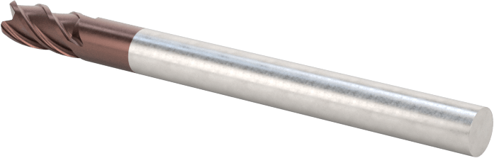 Karbür Yuvarlak Kenarlı Kare Uçlu Freze, 1/8" Freze Çapı, 0.015 inç Köşe Kesim Yarıçapı