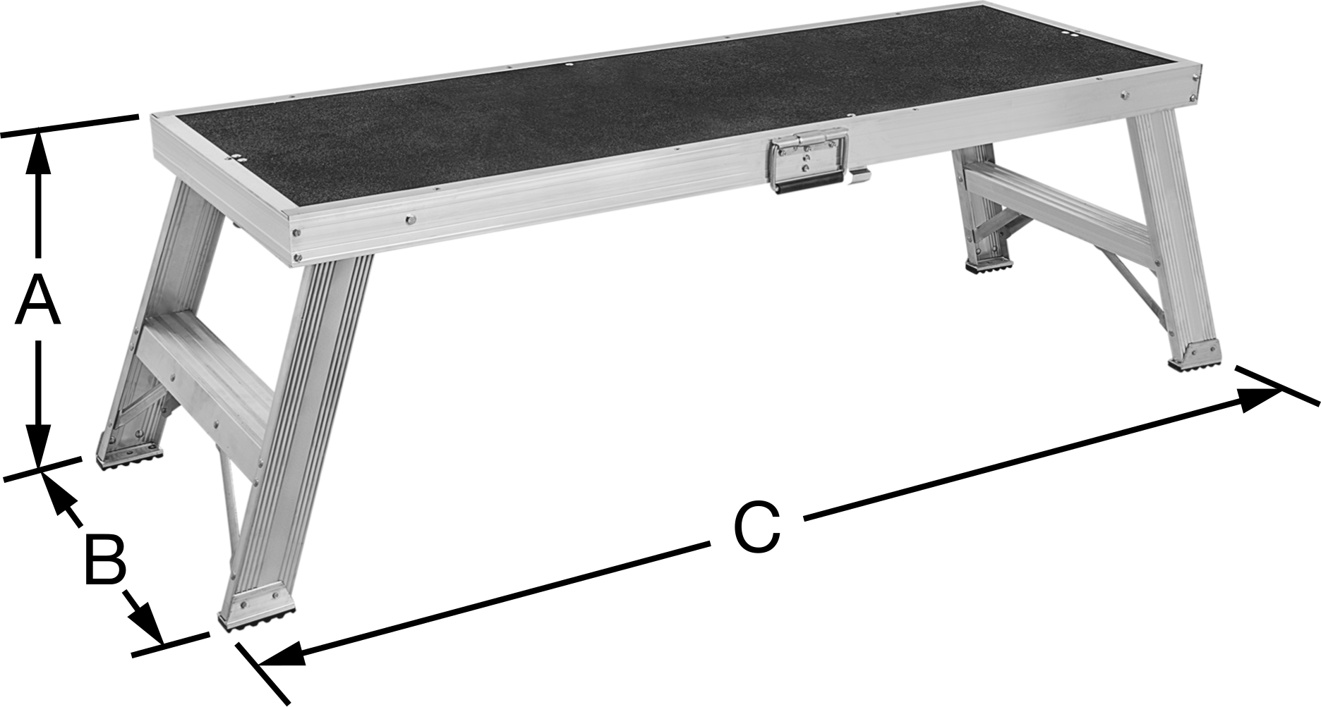 Katlanabilir Çalışma Platformları, 22-3/4" Genişlik x 60-1/4" Derinlik Kum Kaplı Kontrplak Üst Basamak