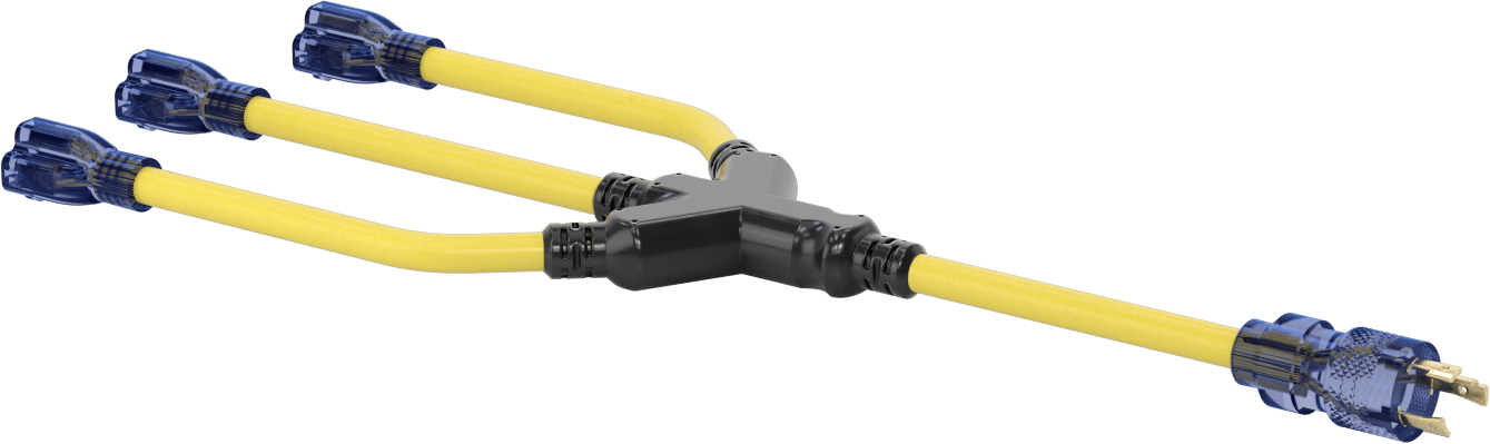 Elektrik Kablosu Adaptörü, 3 Çıkışlı, NEMA L5-30 Fiş x NEMA 5-20 Priz, 2 ft Uzunluk