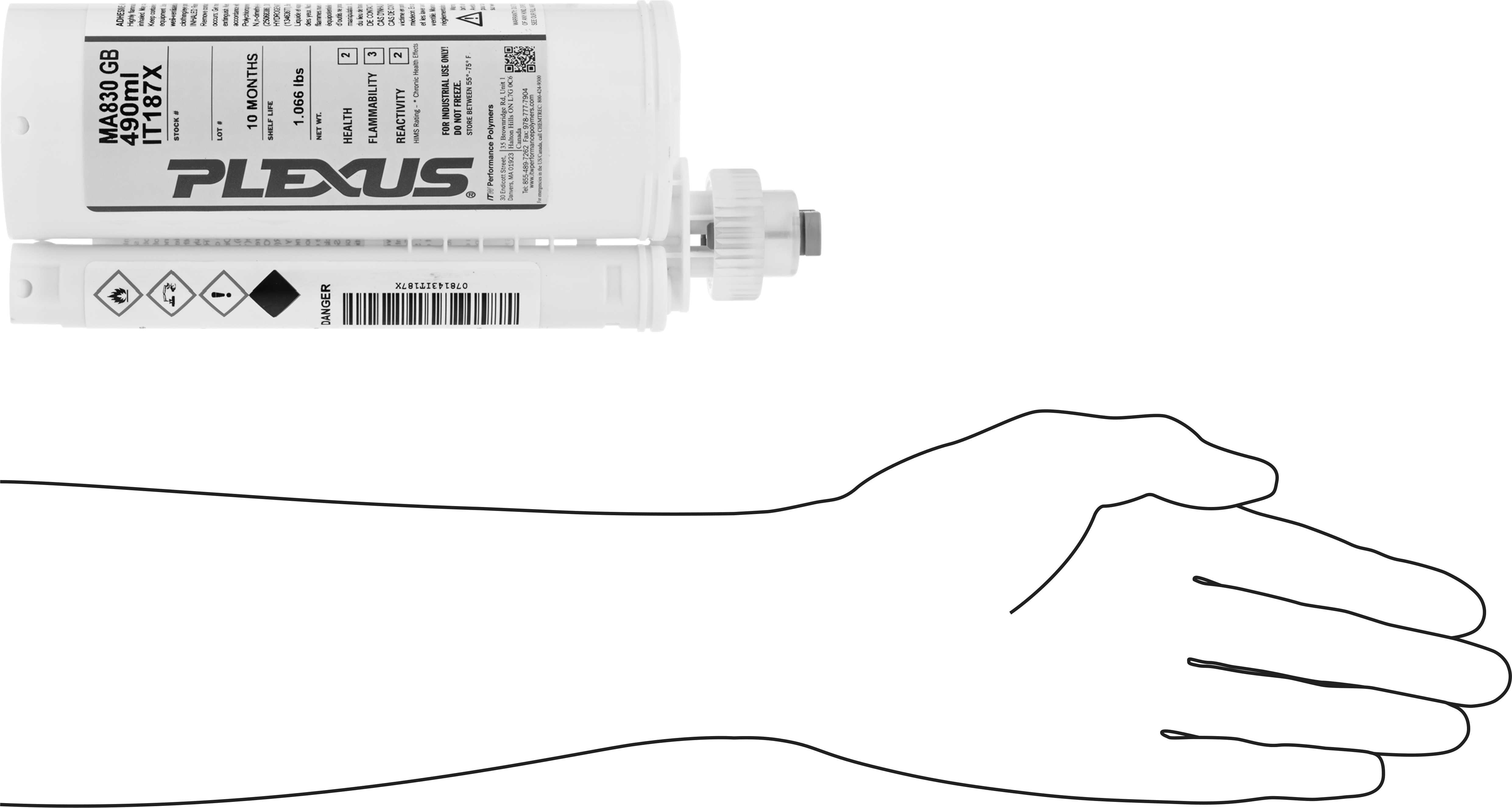 Yapısal Yapıştırıcı, Akrilik Jel, Plexus It187x, 16.56 FL. oz. Kartuş