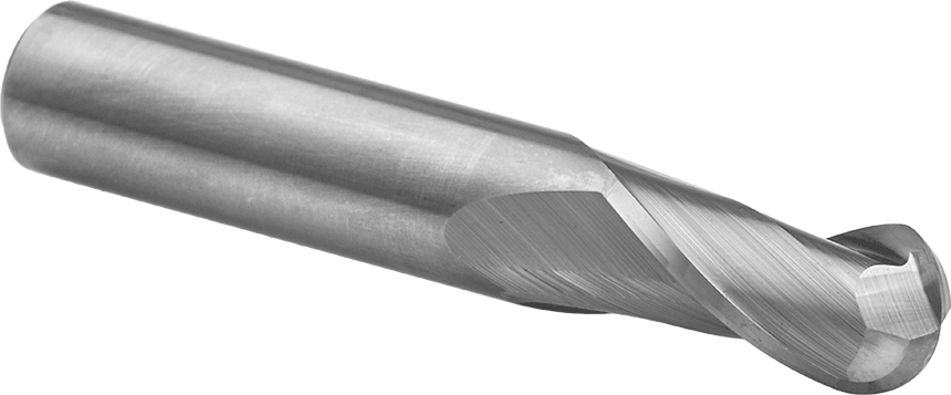 Karbür Küresel Uçlu Freze, TiCN Kaplamalı, 2 Yiv, 1/8" Freze Çapı, 1-1/2" Toplam Uzunluk