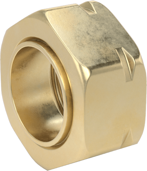 7/8" Dış Çaplı Bakır Boru Bağlantısı için Manşonlu Somun — 7⁄8", Sıkıştırma, Brass, Copper