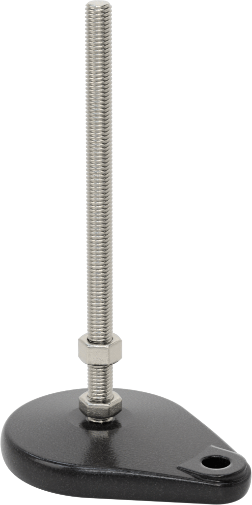 Cam Dolgulu Naylon Sabit Dönen Seviyeleme Montaj Parçası, 8" Uzunlukta 1/2"-13 303 Paslanmaz Çelik Dişli Saplamalı, 1 Ofset Delik — 1/2"-…