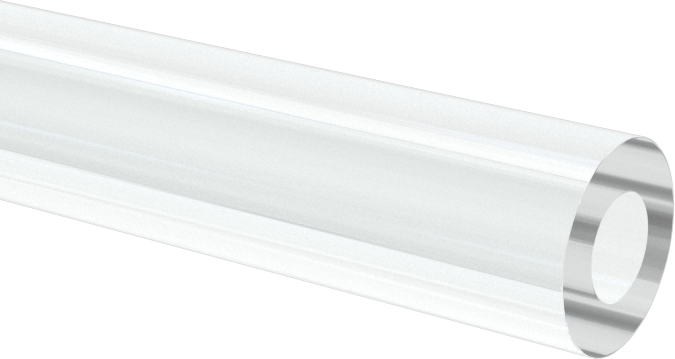 Şeffaf Çizilmeye ve UV Işınlarına Dayanıklı Akrilik Yuvarlak Boru, 1/16" Duvar Kalınlığı, 1/4" Dış Çap, 1/8" İç Çap, 6 Fit Uzunluk