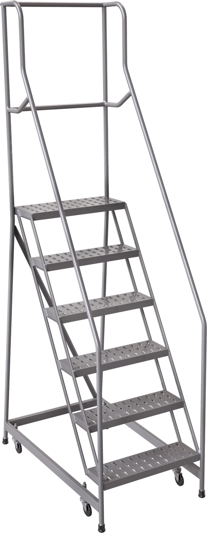 Yuvarlanan Platform Merdiveni, 5 Kauçuk Kaplı Basamak, 7 ft 10 inç Yükseklik x 21 inç Toplam Genişlik — 50", 5, 17"