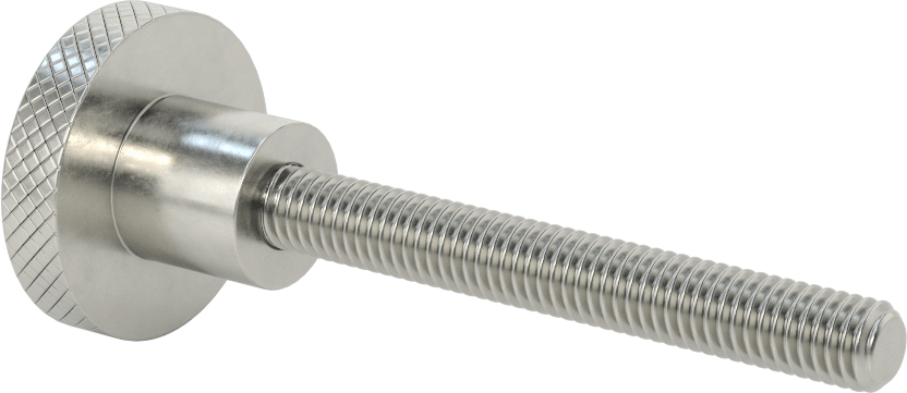 303 Paslanmaz Çelik Tırtıllı Düğme, 3/8"-16 Dişli 3" Uzunlukta Saplama, 1-1/2" Başlık Çapı