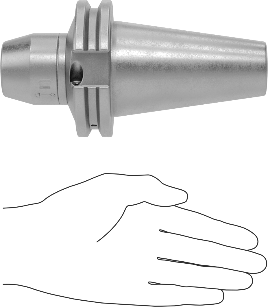 Cat Konik Entegre Milli Matkap Mandreni, Anahtarlı, Cat 50 Konik, 1/32" ila 5/8" Uç Şaft Boyutu için