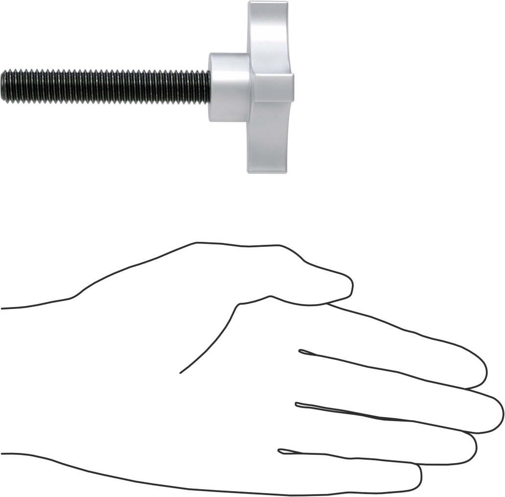 Alüminyum dört kollu topuz, 1/2"-13 Dişli 3" Uzunlukta Saplama, 9/16" Baş Yüksekliği
