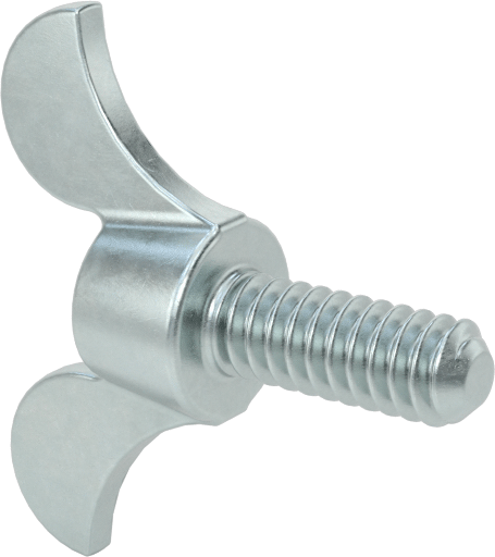 Çinko Kaplamalı Demir Kanat Başlı Tırtıllı El Vidası, 10-24 Diş Boyutu, 1/2" Uzunluk