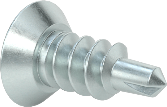 Metal için Kurcalamaya Dayanıklı Havşa Başlı Delme Vidaları, Çinko Kaplı Çelik, 10 Numaralı Boyut, 1/2" Uzunluk