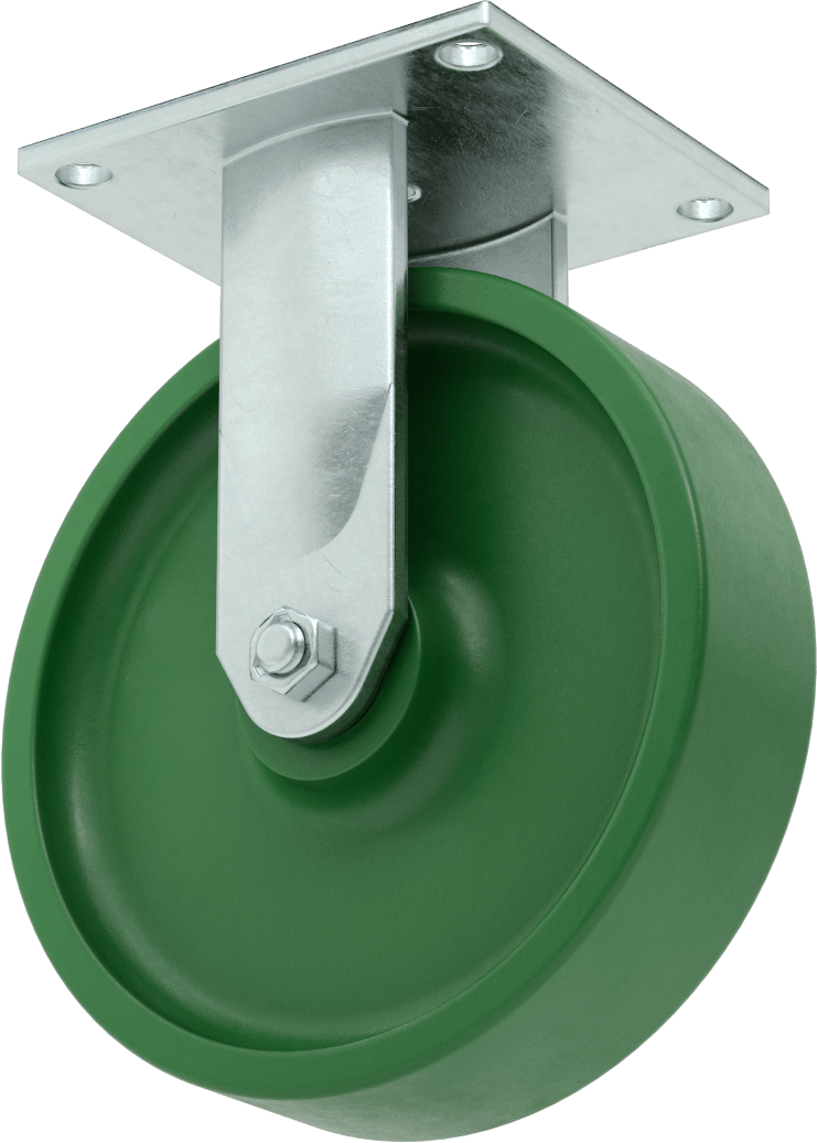 5-1/2" x 5" Plakalı Yüksek Kapasiteli Spartan Tekerlek, 8 inç Çapında 75D Sertlikte Poliüretan Tekerlekli Sert — 8", Levha, 1,000 lb.