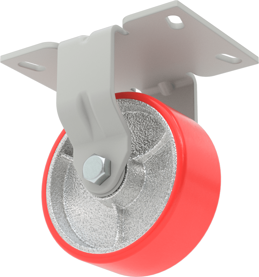 6-1/4" x 4-1/2" Plakalı Yüksek Kapasiteli Mauler Tekerlek, 5" Çaplı Poliüretan Tekerlekli Sert