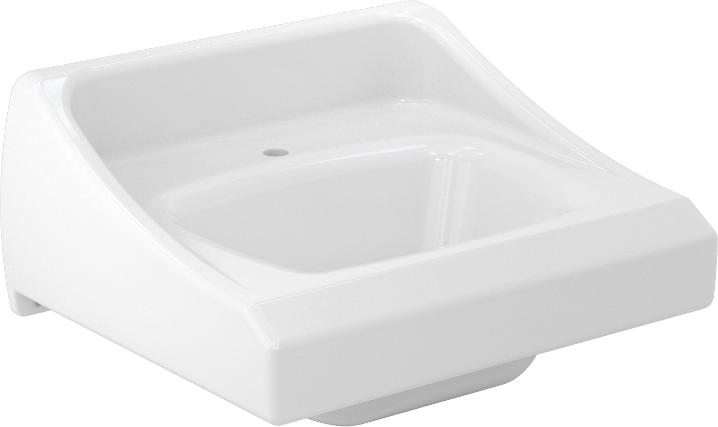 Beyaz Porselen Duvara Monte Lavabo, 20-3/4" Genişlik x 18-1/4" Derinlik x 12-1/4" Toplam Yükseklik