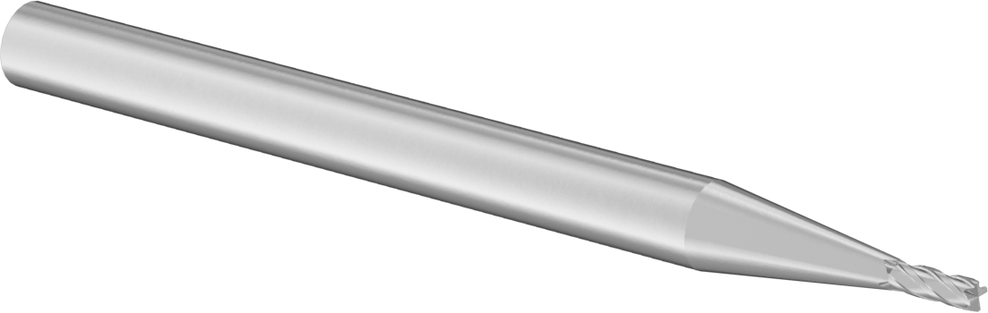 Kaplamasız Karbür Kare 4 Kanallı Uçlu Freze, Minyatür, 1 mm Freze Çapı, 38 mm Toplam Uzunluk