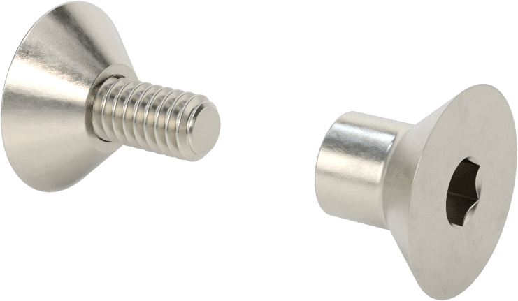 Havşa Başlı Bağlama Silindiri ve Vida, 1/4"-20 Diş Boyutu, 1"-1-1/8" Malzeme Kalınlığı için