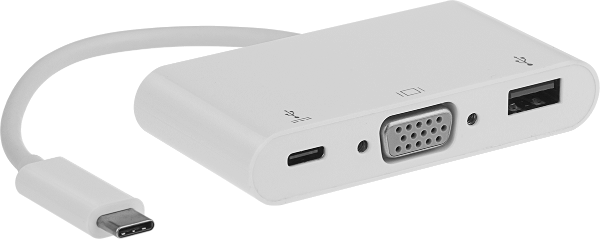 USB Standart 3.2 Gen 1 Hub, Dişi USB A ile Erkek USB C, USB C ve HD15 Bağlantıları — 3 1⁄8", 4 1⁄4", Düz