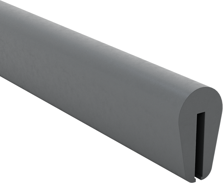 Neopren Süsleme, 1/16" Genişlik x 7/16" İç Yükseklik, 10' Uzunluk — 1⁄16", Gri, 19⁄32"