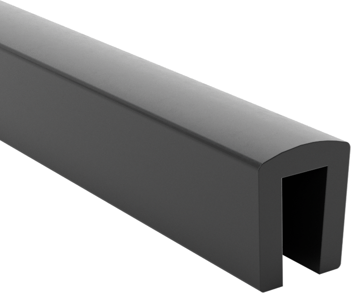 SBR Kauçuk Kenar Çıtası, 1/8" İç Genişlik, 1/4" İç Yükseklik — 1⁄8", Siyah, 5⁄16"