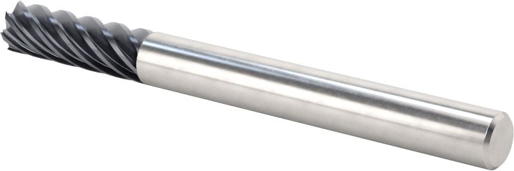 TiAlN Kaplamalı Karbür Kare Uçlu Freze, 7 Yiv, 3/16" Freze Çapı, 5/8" Kesme Uzunluğu, 2" Toplam Uzunluk