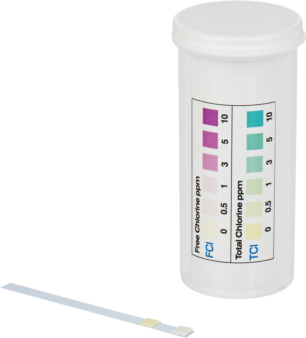 Tek Maddeli Su Kalitesi Test Şeritleri, Klor (Serbest ve Toplam; 0-10 PPM), 25 Şerit — Serbest klor, Toplam Klor, 25