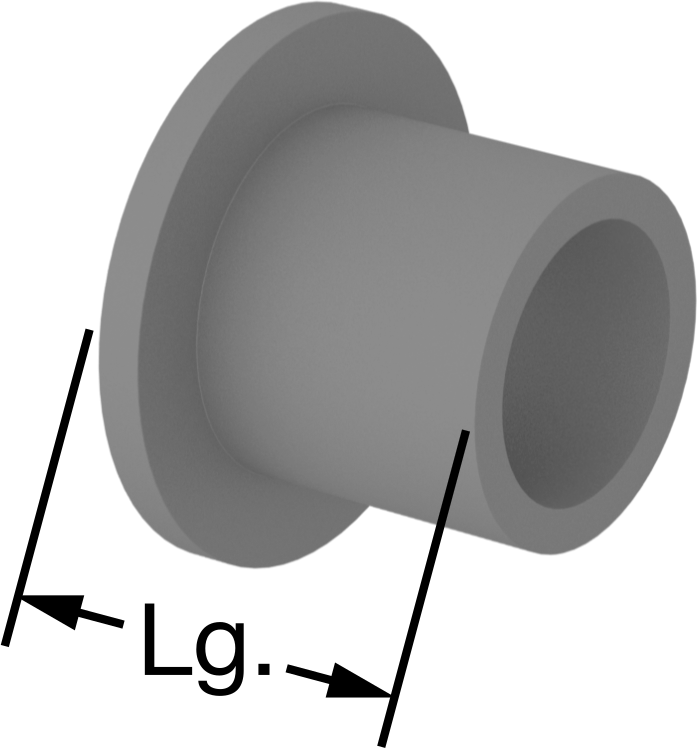 Ultra Düşük Sürtünmeli Kuru Çalışan Burçlu Yatak, Rulon J, 3/16" Mil Çapı için, 1/4" Uzunluk, 3/8" Flanş Dış Çapı