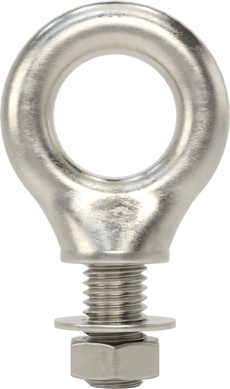 Somunlu 316 Paslanmaz Çelik Halka Cıvata, ve Kaldırma Omuzlu, M10 x 1.5, 20 mm Diş Uzunluğu